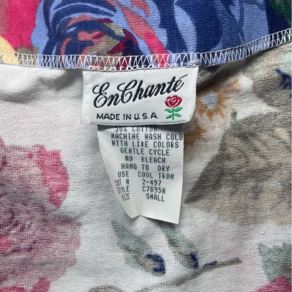Vintage 80s Floral Lace-up Crop Top Like New Made in USA - Picture 6 of 8